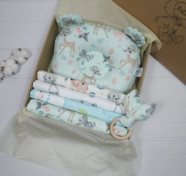 Набор пеленок для новорожденных a.l.babybox Косули мятные и Лама Белый