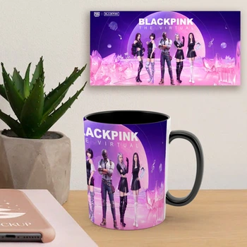 Чашка чорна в середині 330мл з принтом блекпінк Blackpink 03