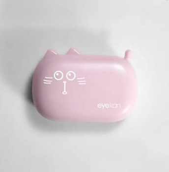 Міні контейнер для контактних лінз eyekan Pink Cat дорожній набір із дзеркалом, рожевий (75807905)