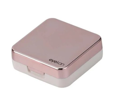 Дорожній набір / квадратний контейнер eyekan для контактних лінз з пінцетом, флаконом для рідини та присоскою, рожевий (75627715)