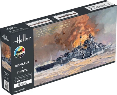Сборная модель 1/400 два корабля Бисмарк и Тирпиц, Bismark And Tirpitz Стартовый набор Heller 55078