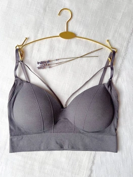 Женский бесшовный топ-бандо пуш-ап серый М