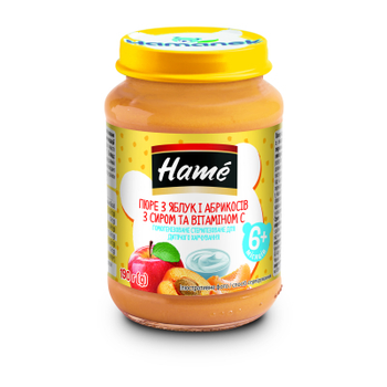 Дитяче пюре Hame яблуко та абрикос з сиром 190 г (8595139702779)
