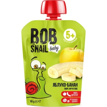 2шт, Детское пюре Bob Snail Улитка Боб Яблоко-банан 90 г (4820219343028)