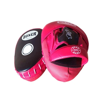 Лапы боксерские BOXER гнутые кожа Элит красный