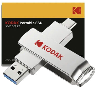 Внешний Твердотельный 2 в 1 USB 3.0 + Type-C SSD накопитель Kodak X203 512Gb
