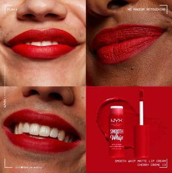 Matowa szminka w płynie NYX Professional Makeup Smooth WHip 13 Cherry Crème Liquid Matte Lipstick 4 ml (800897136086)