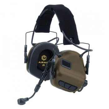 Активні захисні навушники Earmor M32X MARK3 ARC (CB) Coyote Brown з гарнітурою та кріпленням на шолом