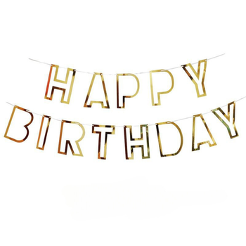 Картонний надпис 11х16 см Happy Birthday контур Золото