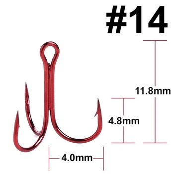 Тройной крючок FOX Treble Hooks OEM #14 красный (1шт)