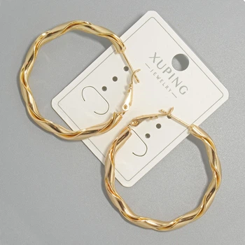 Серьги-кольца Xuping, толщина 3,5 мм, диаметр 39×41 мм, позолота 18К, ida55314