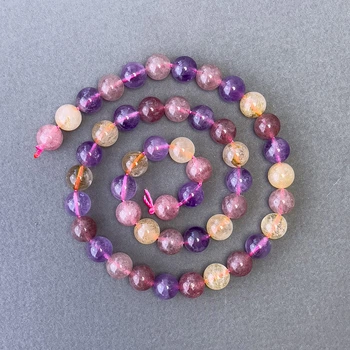 Намистини Асорті натуральний камінь гладка кулька, діаметр 8, 5мм+-, довжина 39см+, ida73469