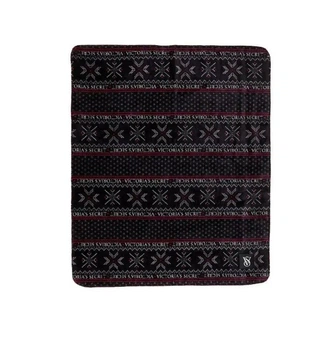 Плед Victoria's Secret Sherpa Blanket плюшевий чорний з логотипом