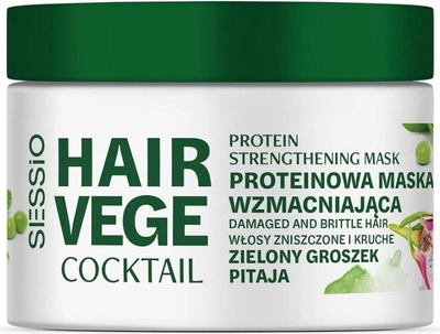 Протеїнова маска для волосся Sessio Hair Vege Cocktail Зелений Горошок і Пітайя зміцнююча 250 г (5900249013432)