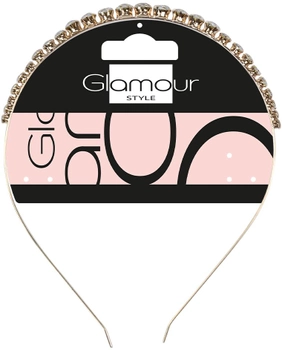 Metalowa opaska do włosów Glamour z okrągłymi kryształkami Złota (5902704171947)