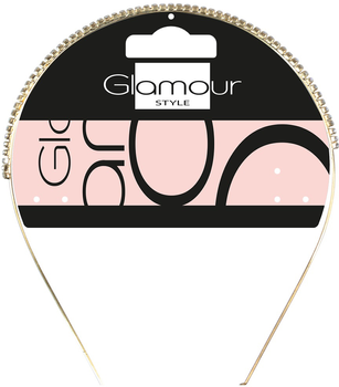 Metalowa opaska do włosów Glamour z małymi kryształkami Złota (5902704171893)