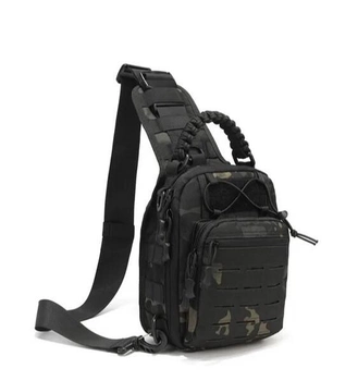Сумка-рюкзак нагрудная тактическая однолямочная Темный камуфляж ZE0144 Laser