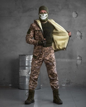Тактичний зимовий теплий військовий комплект KH/-13 ( Куртка + Штани ), Камуфляж: Піксель, Розмір: L
