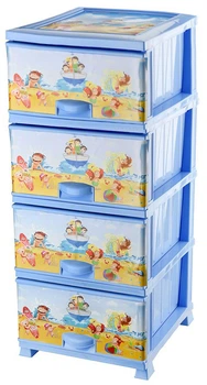 Комод пластиковий 4 ящики з малюнком Пляж (Elif Plastik)