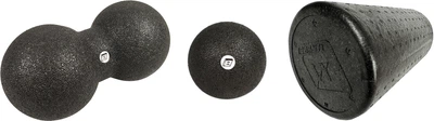 Набір М'яч для масажу і МФР EasyFit DuoBall EF-2001 16х8 см Чорний + М'яч EasyFit EF-2004 8 см + Масажний ролик-валик EasyFit EF-2035 30 см (56000745-56001784-56001371)