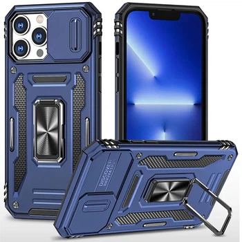 Чехол для Apple iPhone 12/12 Pro (6.1") Epik Camshield Army Ring Series Синий / Navy