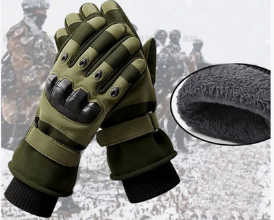 Зимние тактические перчатки, олива, теплые на флисе D3-PMR-PRCT-М