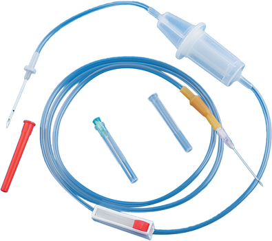 Пристрій для переливання крові Гемопласт стерильний ПК 21-02 з металевою голкою до ємності Луєр 180 шт (24175)