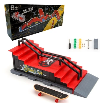 Набор фингерборд Skatepark fingerboard скейт парк пальчиковый скейт-фингерборд лестница с периллой и скейт 1810 F