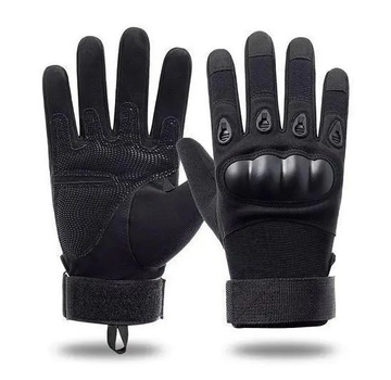 Универсальные тактические защитные полнопалые перчатки с защитой косточек черные 8000-М