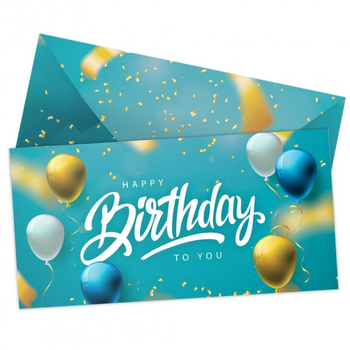 Конверт Подарочный Happy Birthday To You Воздушные Шары | Бирюзовый
