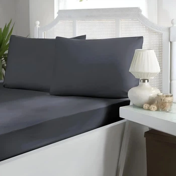 Простынь на резинке с наволочками First Choice сатин - Dark Grey 160*200+50*70 (2)