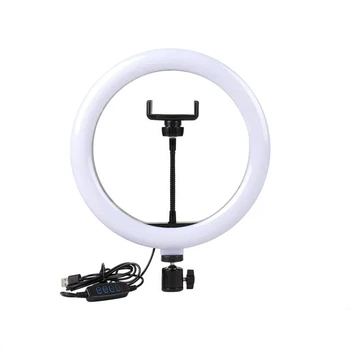 Кольцевая USB LED лампа с поворотным механизмом и держателем для телефона 30 см Белый (sv2612-3)