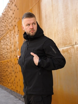 Куртка чоловіча демісезонна Undolini Soft Shell Чорний 2XL UND відведення вологи вентиляція збереження тепла захист від вітру та опадів повсякденна