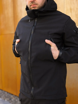 Куртка мужская демисезонная Undolini Soft Shell Черный 2XL UND отвод влаги вентиляция сохранность тепла защита от ветра и осадков повседневная