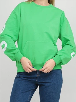 Світшот оверсайз жіночий Forstime 186336 L/XL Зелений з принтом (2200004923482)