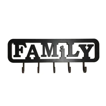 Ключница EverWood Family из дерева 40х10 см Черный