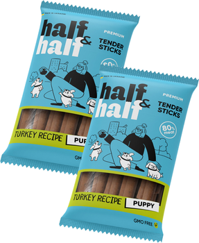 Упаковка лакомств для щенков Half&Half в форме мясных палочек с индейкой 2 шт x 100 г (2700000037270)