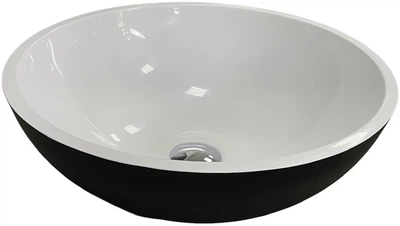 Раковина, умивальник накладний, штучний камінь ADAMANT Kreis Black Matte/White Glossy
