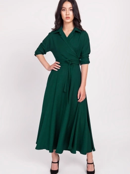 Sukienka kopertowa damska wiązana w pasie Lanti Suk172 42 Zielona (5904252711873)