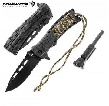 Рятувальний Пружинний Складаний Ніж для Виживання Dominator FIRST ROPE PARACORD WHISTLE з Кресалом