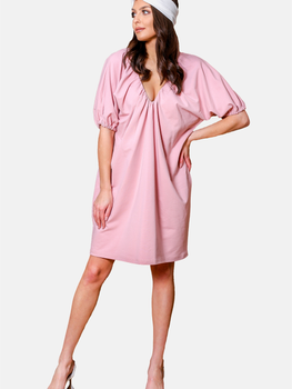 Sukienka trapezowa damska mini MODAGI A2 One Size Różowa (5904996500061)