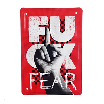 Металлическая табличка «Fuck fear»