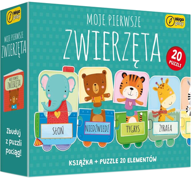 Puzzle Wilga play Moje pierwsze zwierzęta + Książka 20 elementów (9788328098572)