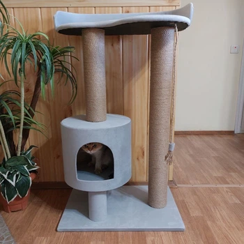Когтеточка дряпка Вэнди 2 с лежанкой для кота, котят 90х60х40см серая
