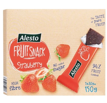 Фруктовые батончики пастила Клубника Alesto Fruit Snack пастила без сахара 94% фруктов 30 г x 5 шт