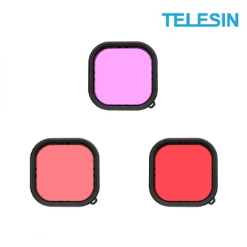 Фильтры TELESIN GP-FLT-904 для подводной съемки дайвинга для аквабокса TELESIN для GoPro 13,12,11,10,9 розовый красный фиолетовый (79904)