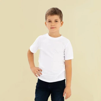 Дитяча футболка JHK, KID T-SHIRT, базова, однотонна, для хлопчика, біла, розмір 116, на 5/6 років