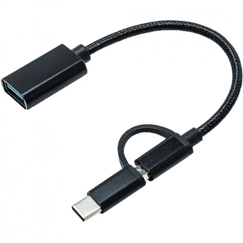 Переходник OTG AC-150 2in1 USB 3.0 - MicroUSB USB Type-C Black XoKo (AC-150-BK) (175097)