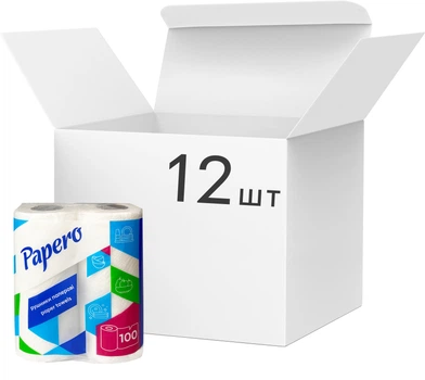 Бумажные полотенца Papero 12 пачек по 2 рулона 2 слоя 100 листов (4820066562023)