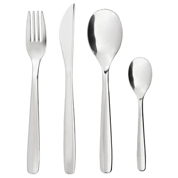 Набір столових приборів IKEA мопсиг, 16 шт., сірий, У комплекті: 4 вилки, 4 ножі, 4 столові ложки та 4 чайні
